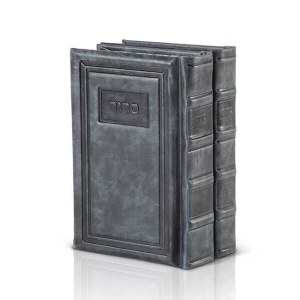 Picture of Interlinear Shabbos Yom Tov and Weekday Siddur 2 Volume Set Pocket Size Antique Leather Blue Ashkenaz